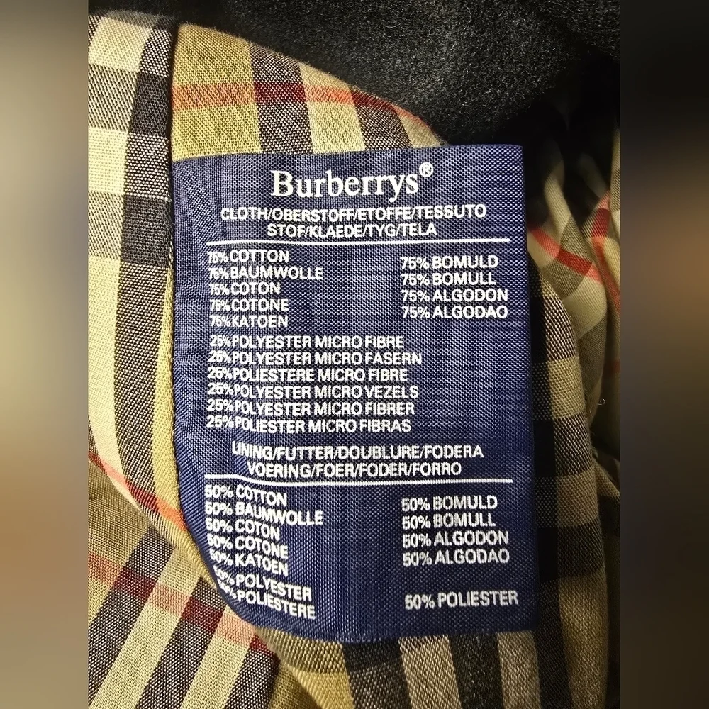 Burberry Trench Coat Women's Long Black Wool Satin lined Sz.4 XLong VINTAGE - Picture 10 of 15
